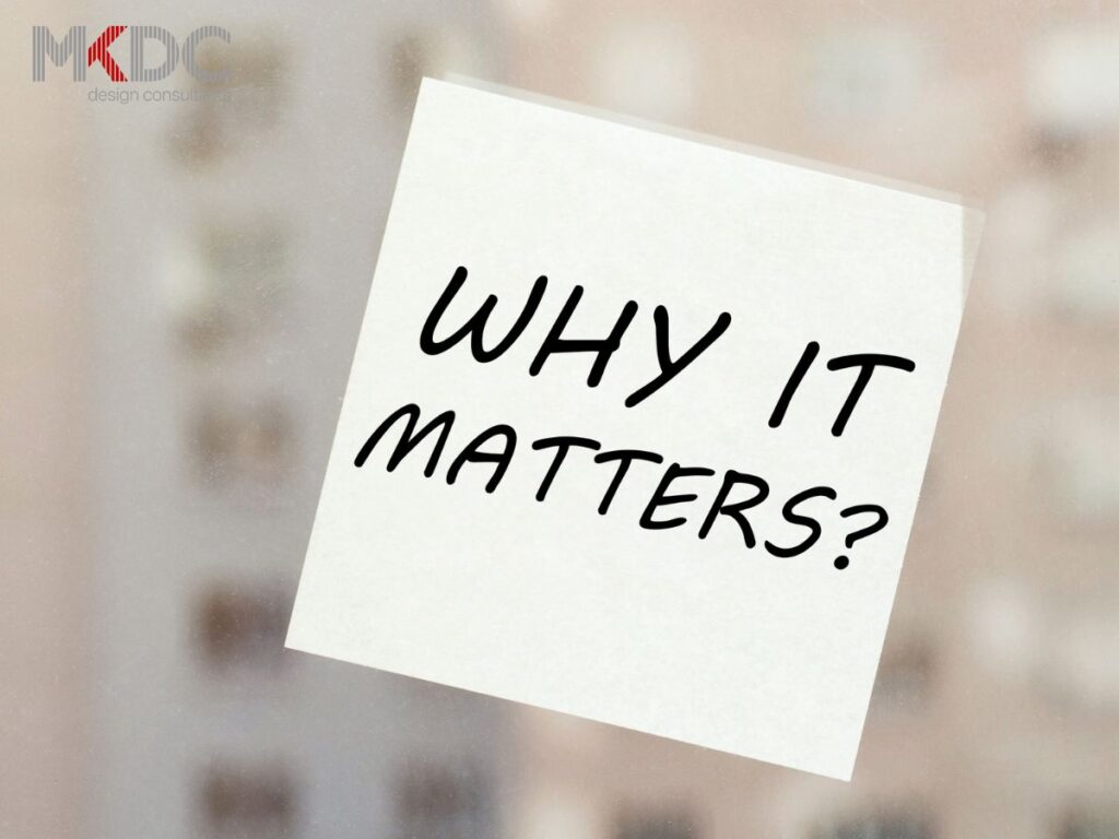 A sticky note on a glass window with the words "WHY IT MATTERS?" in black handwriting.
